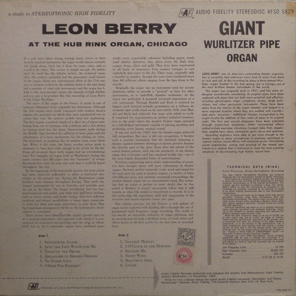 Release: Giant Wurlitzer Pipe Organ Vol. 2-Vinyl-US-1959-AFSD 5829-10846266