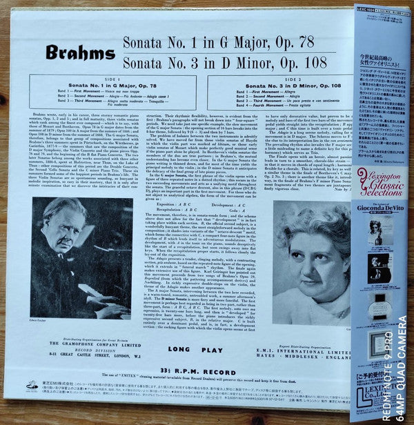 Sonata No. 1 In G Major, Op. 78 / Sonata No. 3 In D Minor, Op. 108