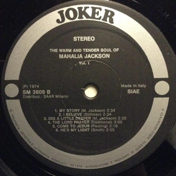 The Warm And Tender Soul Of Mahalia Jackson - Vol. 1
