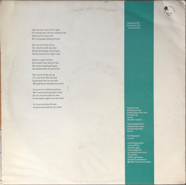 Release: Native Land-Vinyl-UK-1984-NEG 6-T, 249262-0-13325901