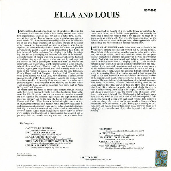 Release: Ella And Louis-Vinyl-Europe-2021-MG V-4003, MG V-4003-24605894
