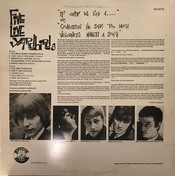 Release: Five Live Yardbirds-Vinyl-UK-1979-CR 30173-11164107