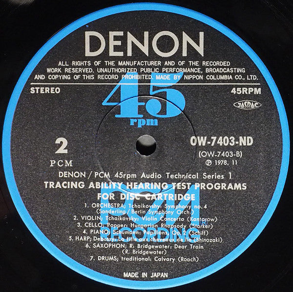 Tracing Ability Hearing Test Programs For Disc Cartridge