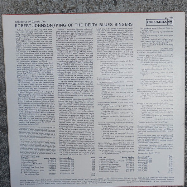Release: King Of The Delta Blues Singers-Vinyl-US-None-CL 1654-23296880