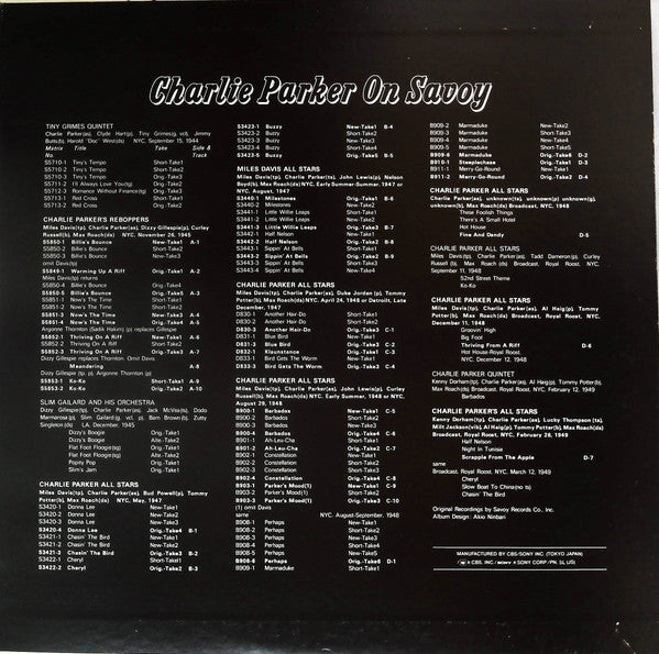 The Bird - Charlie Parker Memorial Album On Savoy-