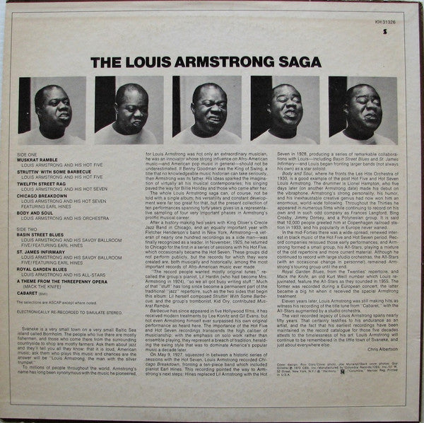 Release: The Louis Armstrong Saga-Vinyl-US-1972-KH 31326-21729268