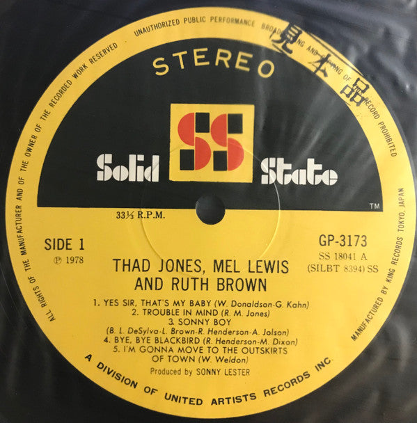 The Big Band Sound Of Thad Jones • Mel Lewis Featuring Miss Ruth Brown
