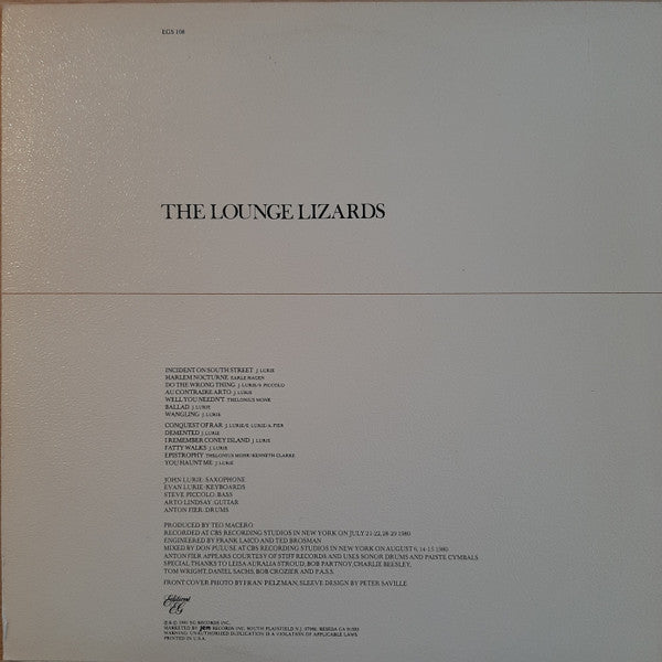 Release: The Lounge Lizards-Vinyl-US-1981-EGS 108-26306423