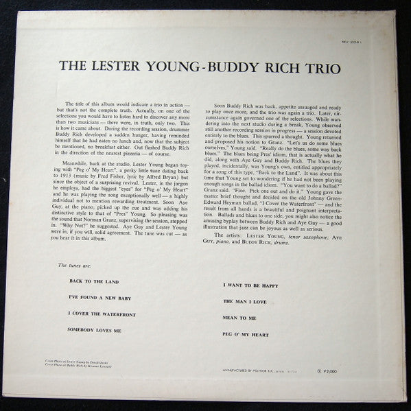 Release: The Lester Young Buddy Rich Trio-Vinyl-Japan-1973-MV 2041-12716241