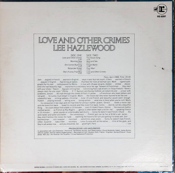Release: Love And Other Crimes-Vinyl-US-1968-6297, RS 6297, RS 6297, 6297-26489714