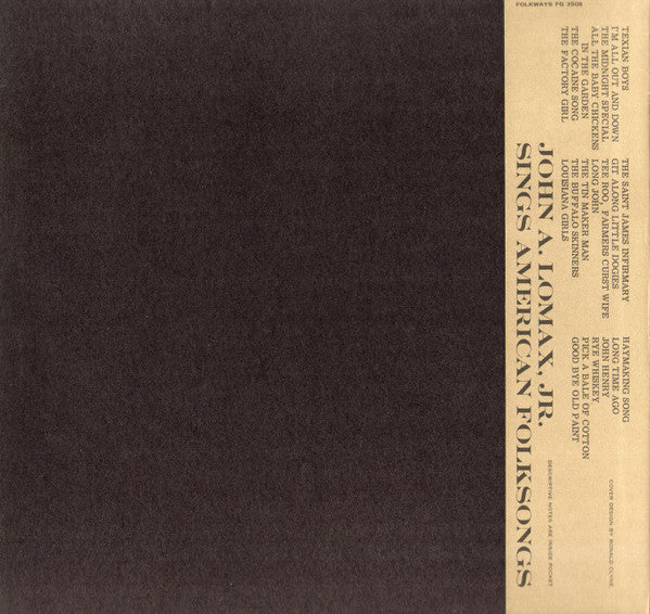Master Release: Sings: American Folk Songs by John A. Lomax, Jr.