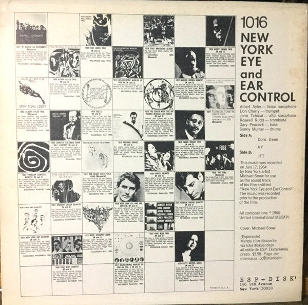 Release: New York Eye And Ear Control-Vinyl-US-1966-1016, ESP 1016-14464825