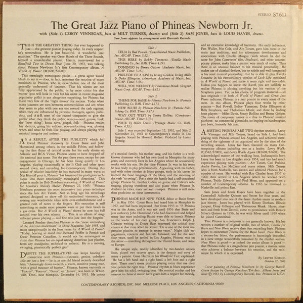 The Great Jazz Piano Of Phineas Newborn Jr.