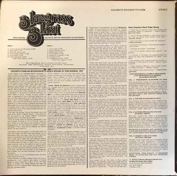 Release: Bluegrass Blast (A Mixed Bag Of Ol' Timey Music)-Vinyl-US-1974-FTS 31038-14301775