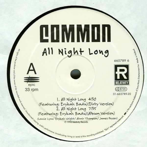 Master Release: All Night Long by Common