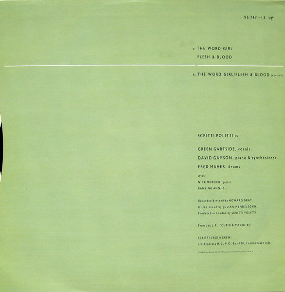 Release: The Word Girl-Vinyl-UK-1985-VS 747-12-55939
